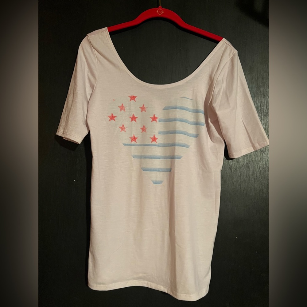 Pacsun Workshop Baby Pink American Flag Shirt